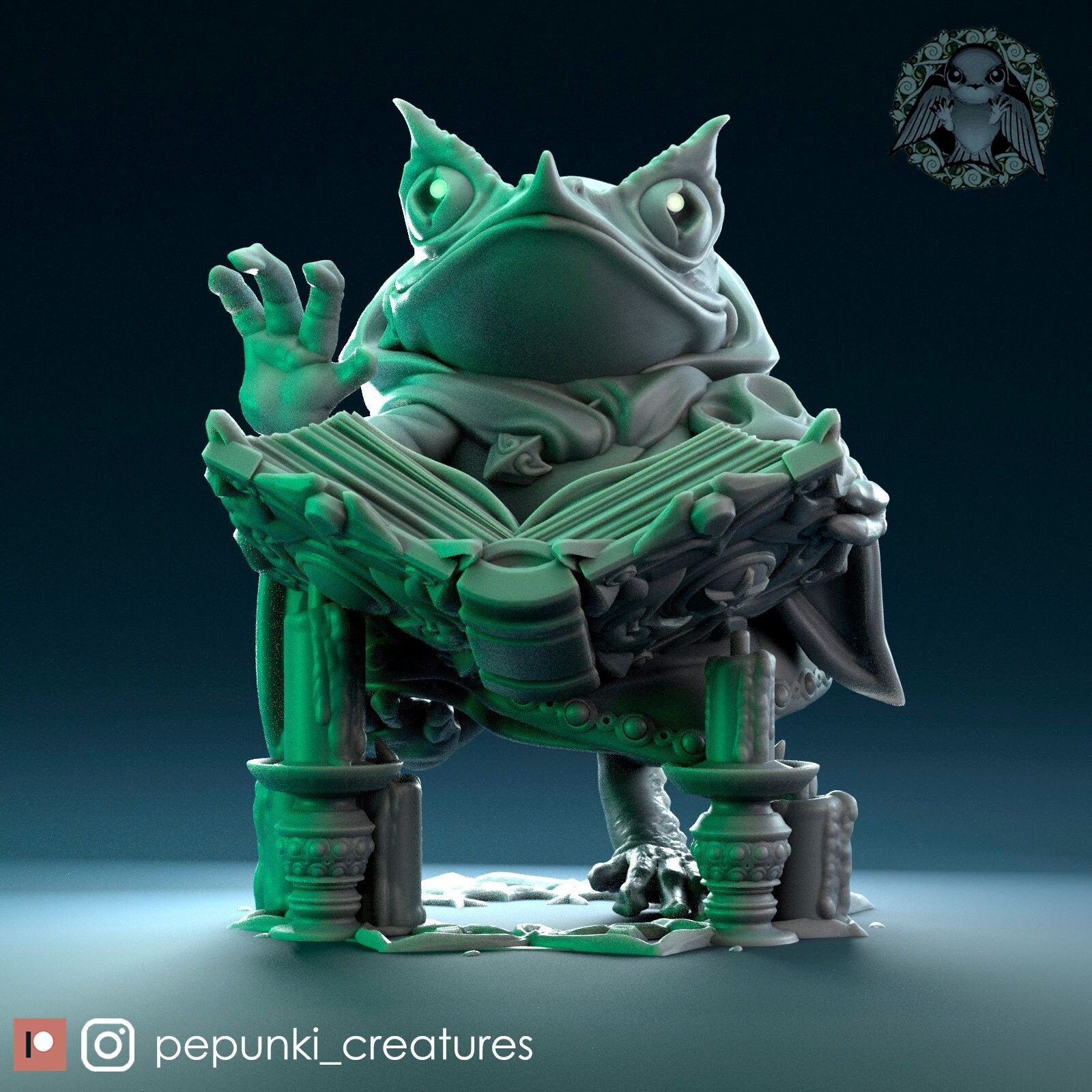 Necromancer Toad | Tabletop or Display Scale | D&D Humblewood TTRPG Miniature | Pepunki Creatures