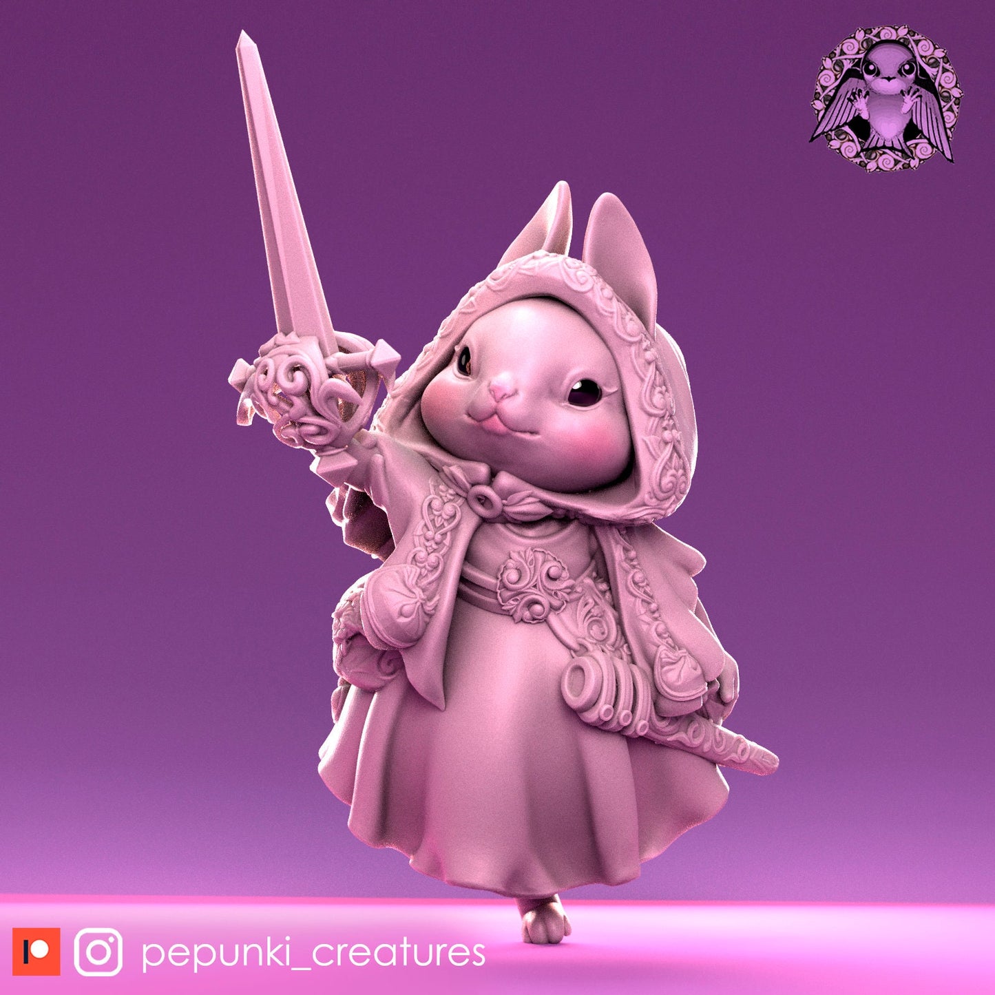 Bunny Rogue, Goldelieve, Hero Rabbit Cute | Tabletop or Display Scale | D&D Humblewood TTRPG Miniature | Pepunki Creatures