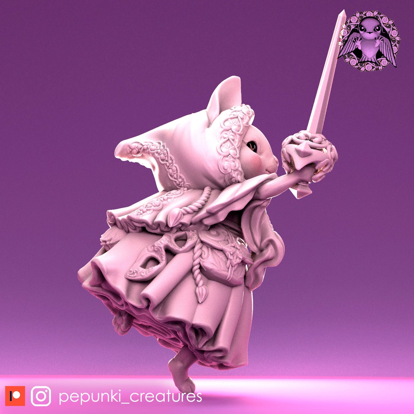 Bunny Rogue, Goldelieve, Hero Rabbit Cute | Tabletop or Display Scale | D&D Humblewood TTRPG Miniature | Pepunki Creatures