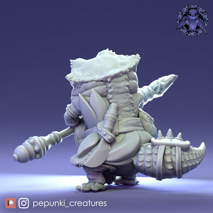 Crested Gecko Spearman | Tabletop or Display Scale | D&D Humblewood TTRPG Miniature | Pepunki Creatures