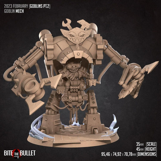 Goblin Mech | TABLETOP SCALE | D&D TTRPG Pathfinder Miniature | Bite the Bullet