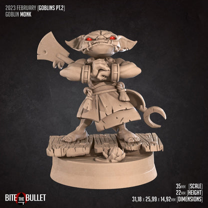 Goblin Monk | TABLETOP SCALE | D&D TTRPG Pathfinder Miniature | Bite the Bullet