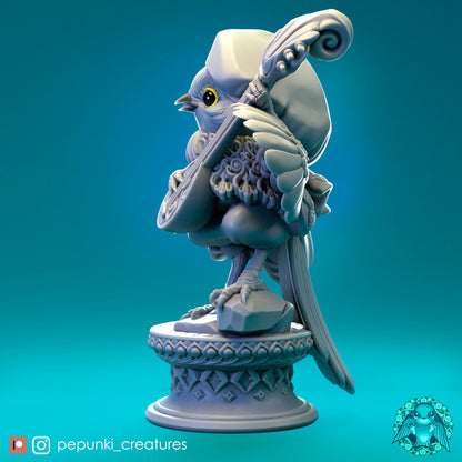 Birb Bard Opolovnik | Tabletop or Display Scale | D&D Humblewood TTRPG Miniature | Pepunki Creatures
