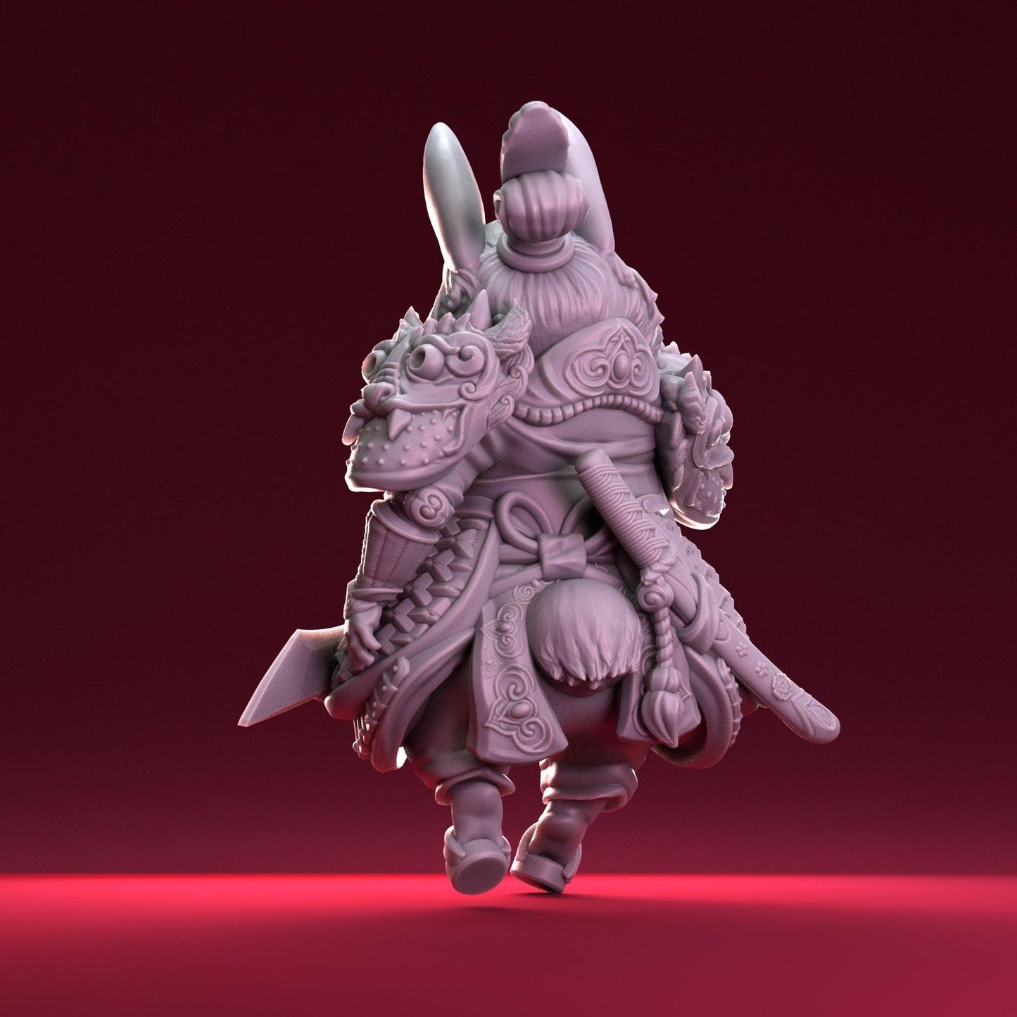 Bunny Warrior, Year of the Rabbit General | Tabletop or Display Scale | D&D Humblewood TTRPG Miniature | Pepunki Creatures