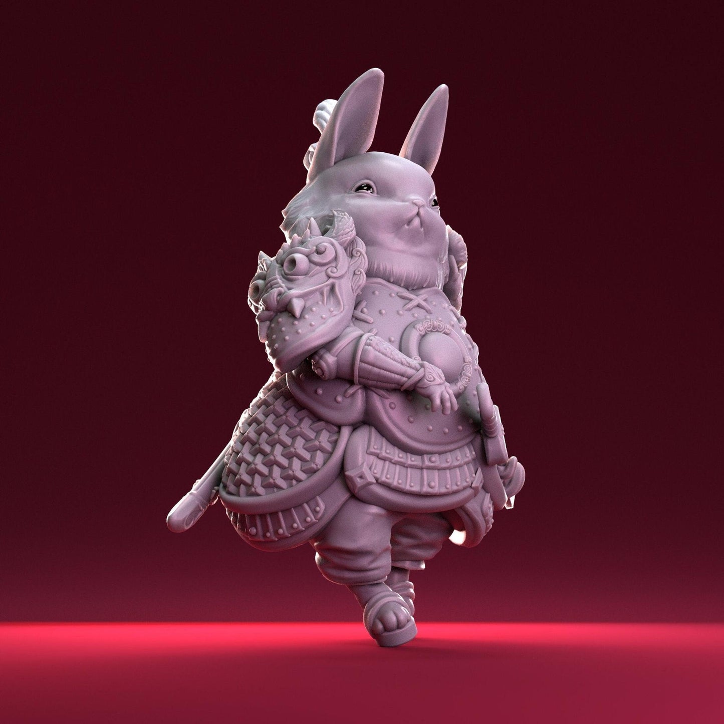 Bunny Warrior, Year of the Rabbit General | Tabletop or Display Scale | D&D Humblewood TTRPG Miniature | Pepunki Creatures