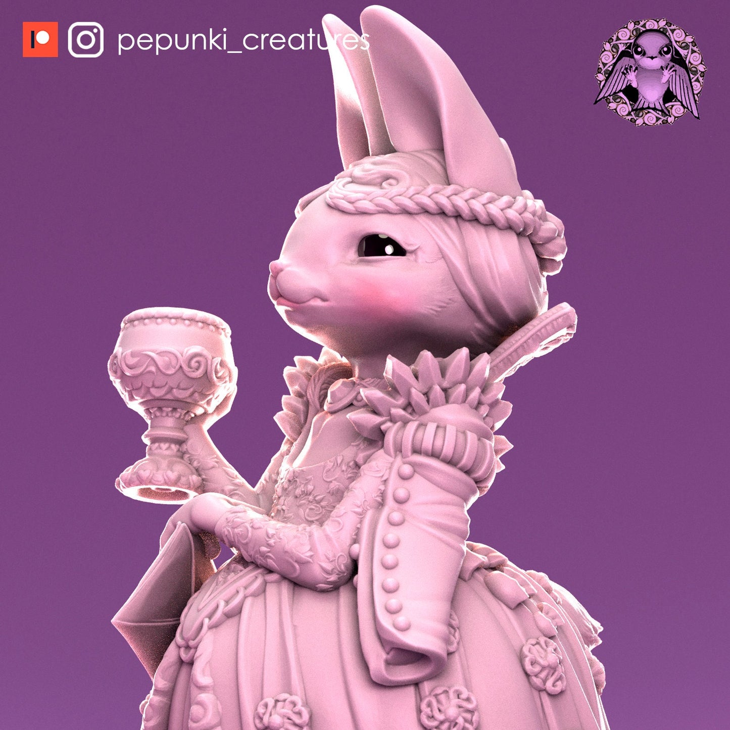 Bunny Duchess | Tabletop or Display Scale | D&D Humblewood TTRPG Miniature | Pepunki Creatures
