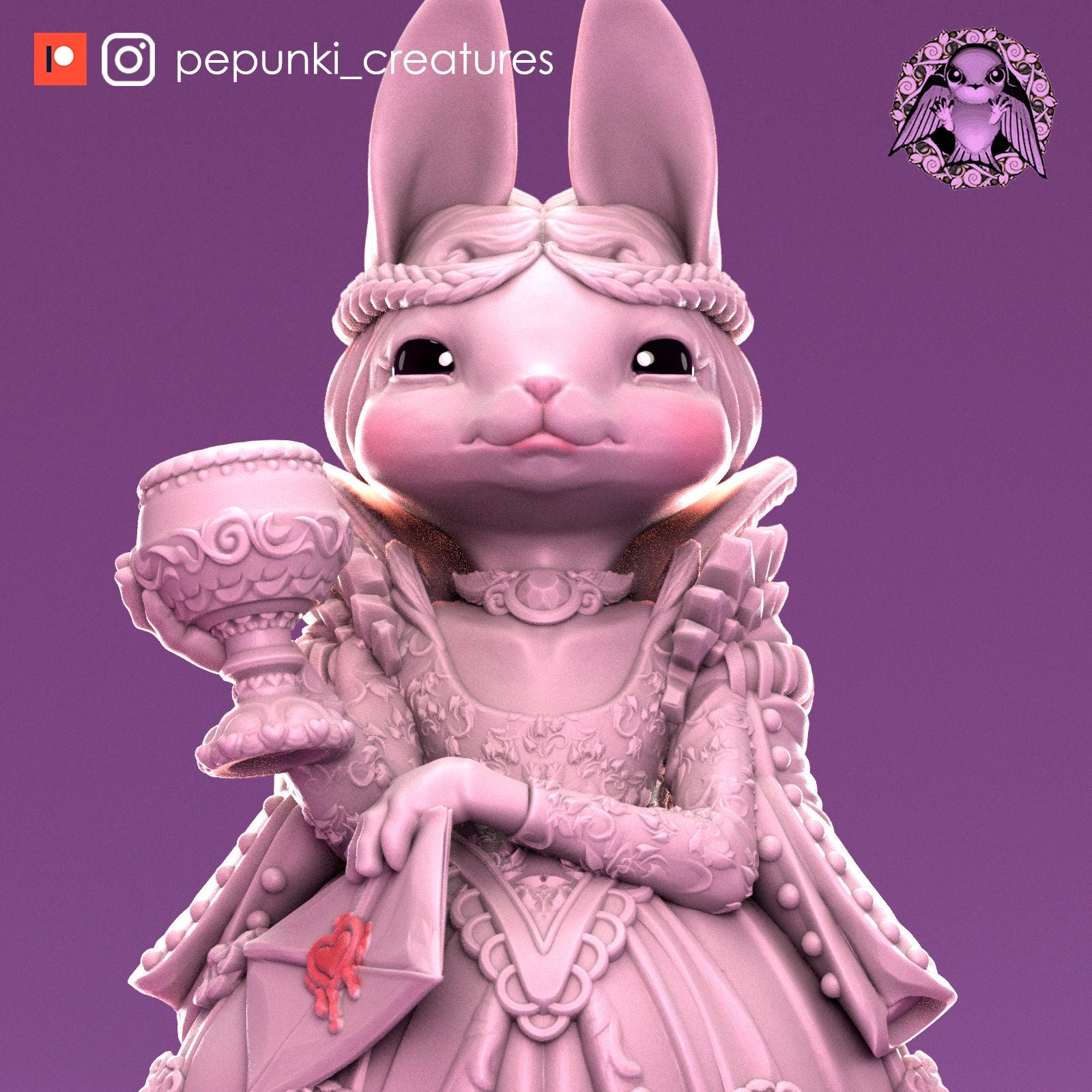 Bunny Duchess | Tabletop or Display Scale | D&D Humblewood TTRPG Miniature | Pepunki Creatures