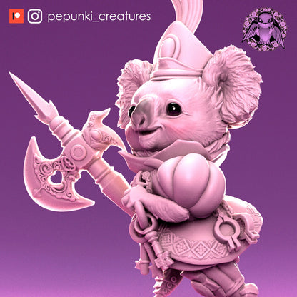 Koala City Guard | Tabletop or Display Scale | D&D Humblewood TTRPG Miniature | Pepunki Creatures