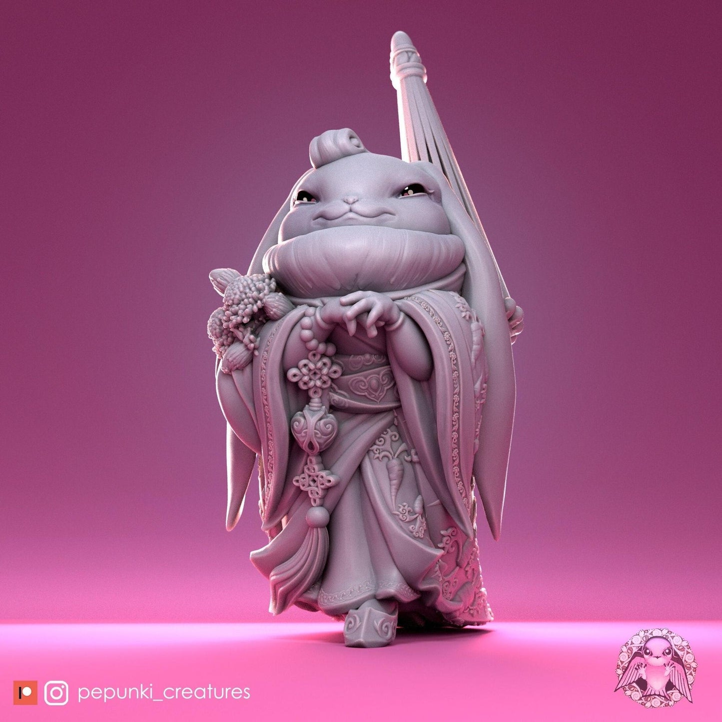 Lady Bunn, Year of the Rabbit | Tabletop or Display Scale | D&D Humblewood TTRPG Miniature | Pepunki Creatures