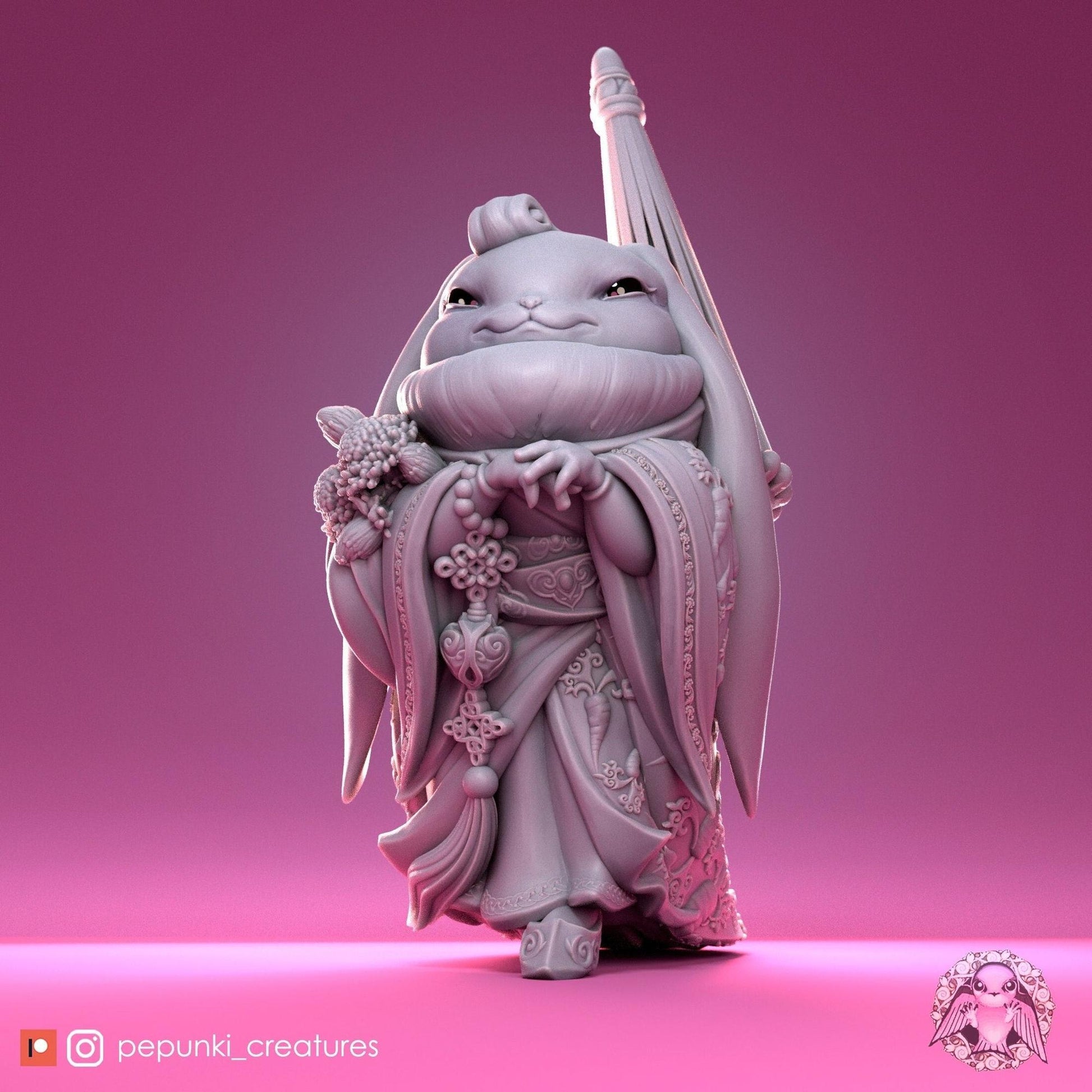 Lady Bunn, Year of the Rabbit | Tabletop or Display Scale | D&D Humblewood TTRPG Miniature | Pepunki Creatures