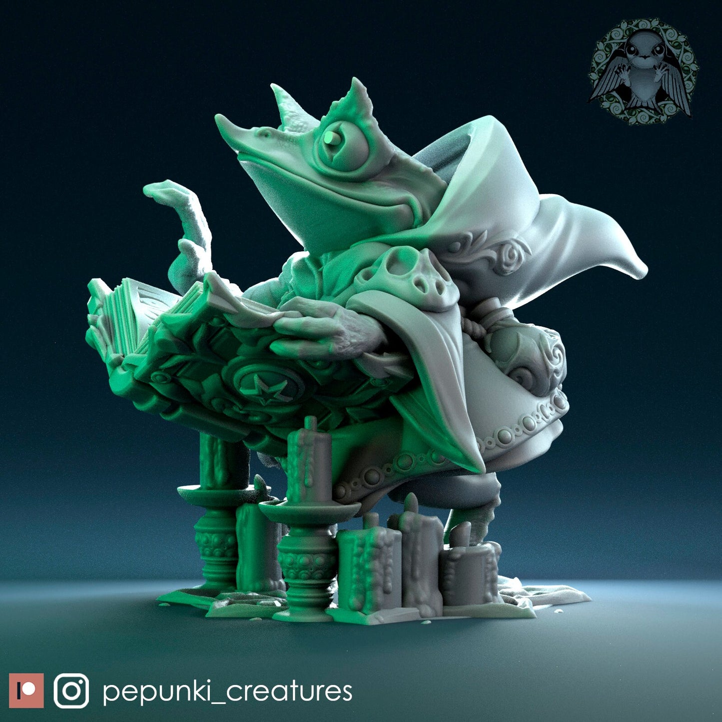 Necromancer Toad | Tabletop or Display Scale | D&D Humblewood TTRPG Miniature | Pepunki Creatures
