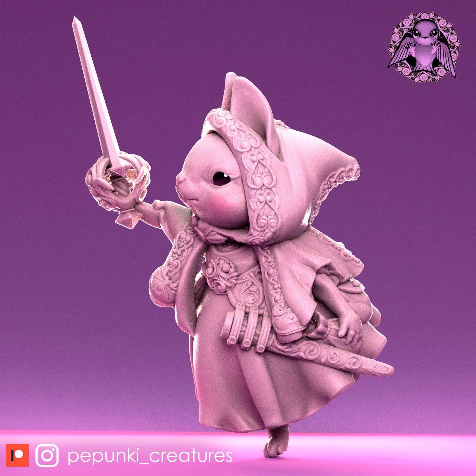 Bunny Rogue, Goldelieve, Hero Rabbit Cute | Tabletop or Display Scale | D&D Humblewood TTRPG Miniature | Pepunki Creatures