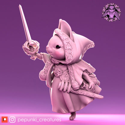 Bunny Rogue, Goldelieve, Hero Rabbit Cute | Tabletop or Display Scale | D&D Humblewood TTRPG Miniature | Pepunki Creatures