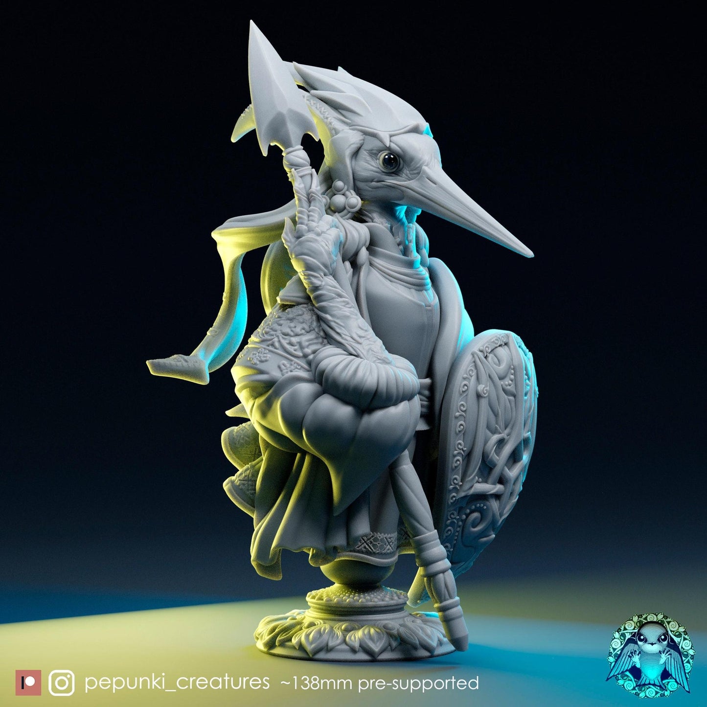 Ukraine Stork Guardian | Tabletop and Display Scale | D&D TTRPG Miniature | Pepunki Creatures