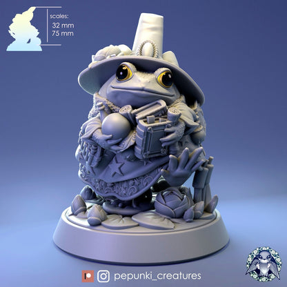 Tomato Frog Wizard | Tabletop or Display Scale | D&D Humblewood TTRPG Miniature | Pepunki Creatures
