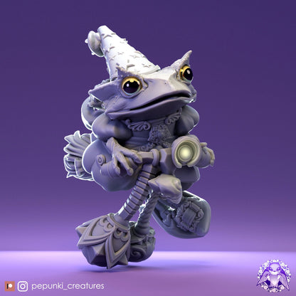 Frog Wizardess | Tabletop or Display Scale | D&D Humblewood TTRPG Miniature | Pepunki Creatures