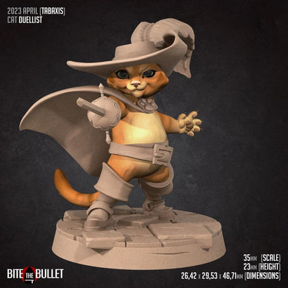 Cat Kitty Catfolk Duelist | TABLETOP SCALE | TTRPG Miniature | Bite the Bullet