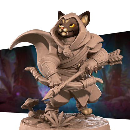 Cat Archer | TABLETOP SCALE | TTRPG Miniature | Bite the Bullet | Unpainted, Unplated Resin 8k