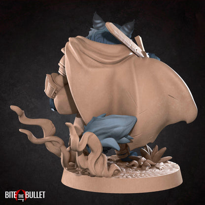 Cat Warrior | TABLETOP SCALE | TTRPG Miniature | Bite the Bullet | Unpainted, Unplated Resin 8k