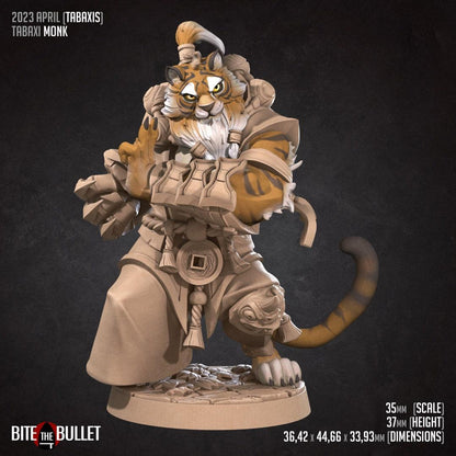 Tabaxi Monk | TABLETOP SCALE | TTRPG Miniature | Bite the Bullet | Unpainted, Unplated Resin 8k
