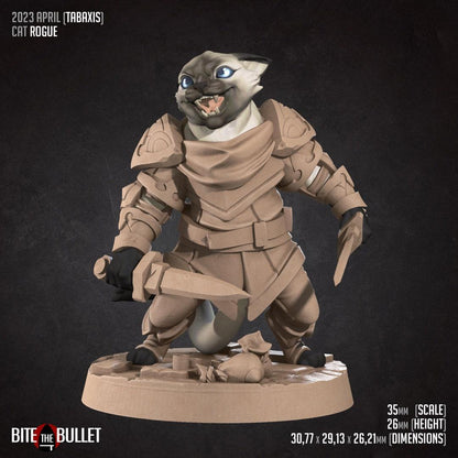 Cat Rogue | TABLETOP SCALE | TTRPG Miniature | Bite the Bullet | Unpainted, Unplated Resin 8k