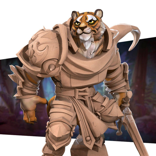 Tabaxi Paladin | TABLETOP SCALE | TTRPG Miniature | Bite the Bullet | Unpainted, Unplated Resin 8k