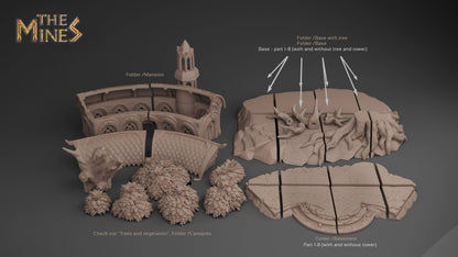 Elven Mansion | D&D TTRPG Playable 3D Printed Building | The Mines