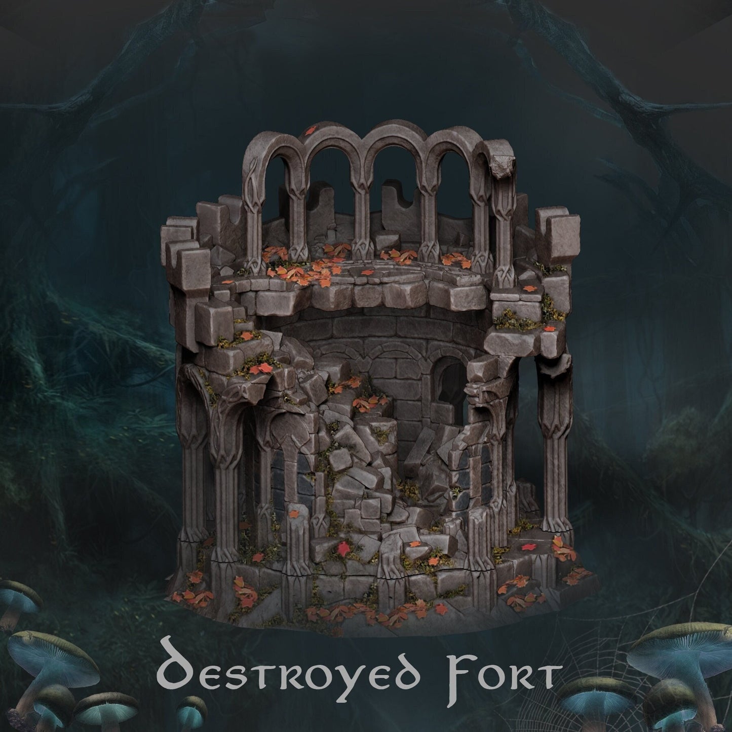 Elven Fort Destroyed | D&D TTRPG Playable 3D Printed Building | The Mines