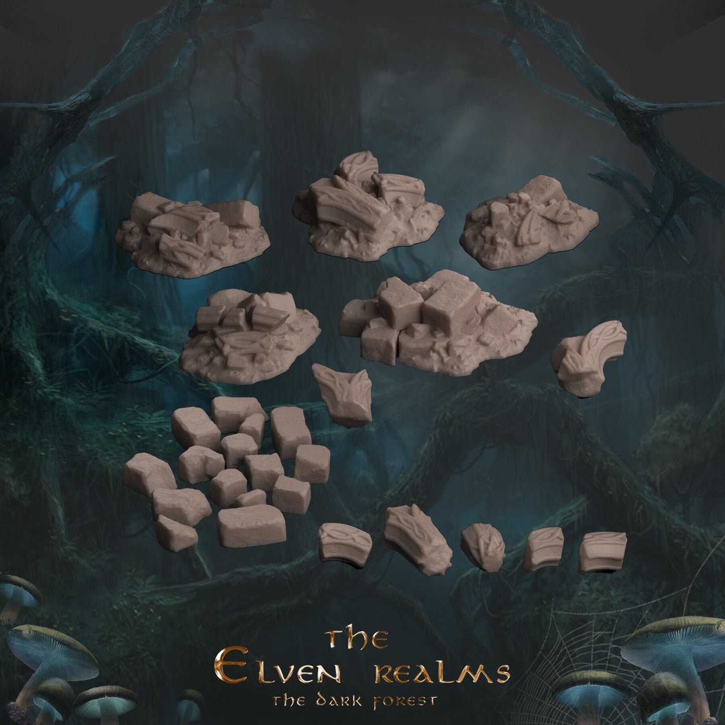 Elven Piles of Rubble and Small Pieces | D&D TTRPG Playable 3D Printed Building | The Mines