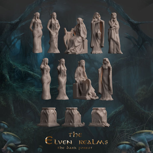 Elven Statues Set | D&D TTRPG Playable 3D Printed Building | The Mines
