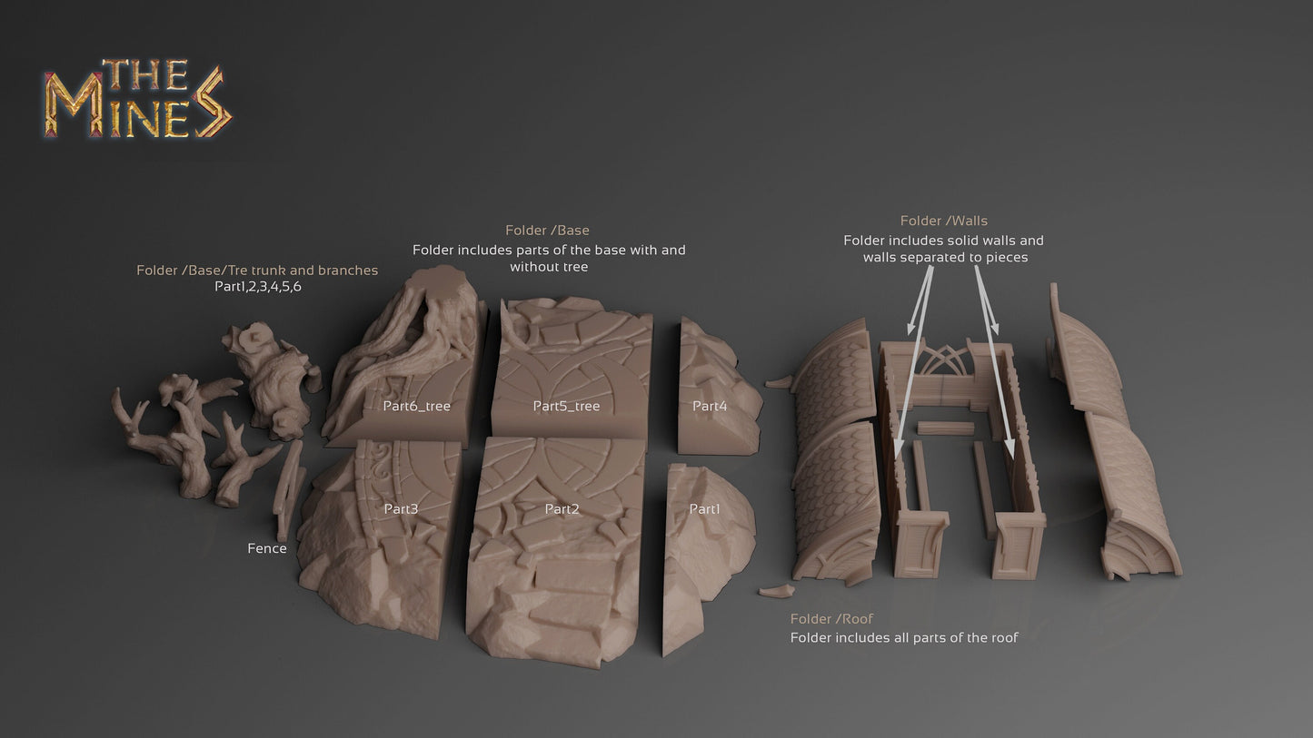 Elven Wooden House | D&D TTRPG Playable 3D Printed Building | The Mines