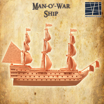 Man-of-War Ship | D&D TTRPG Playable 3D Printed Building | MiniatureLand