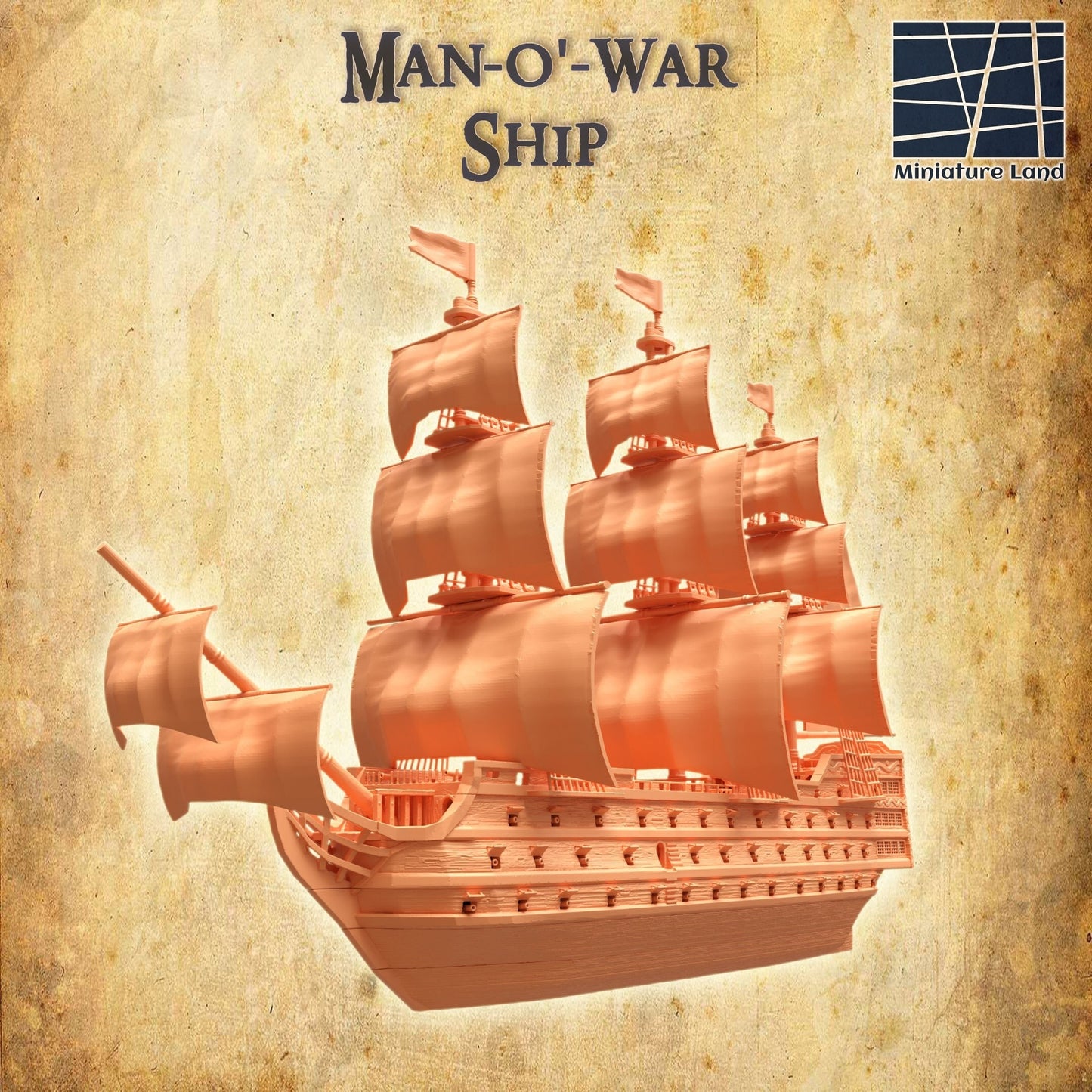 Man-of-War Ship | D&D TTRPG Playable 3D Printed Building | MiniatureLand
