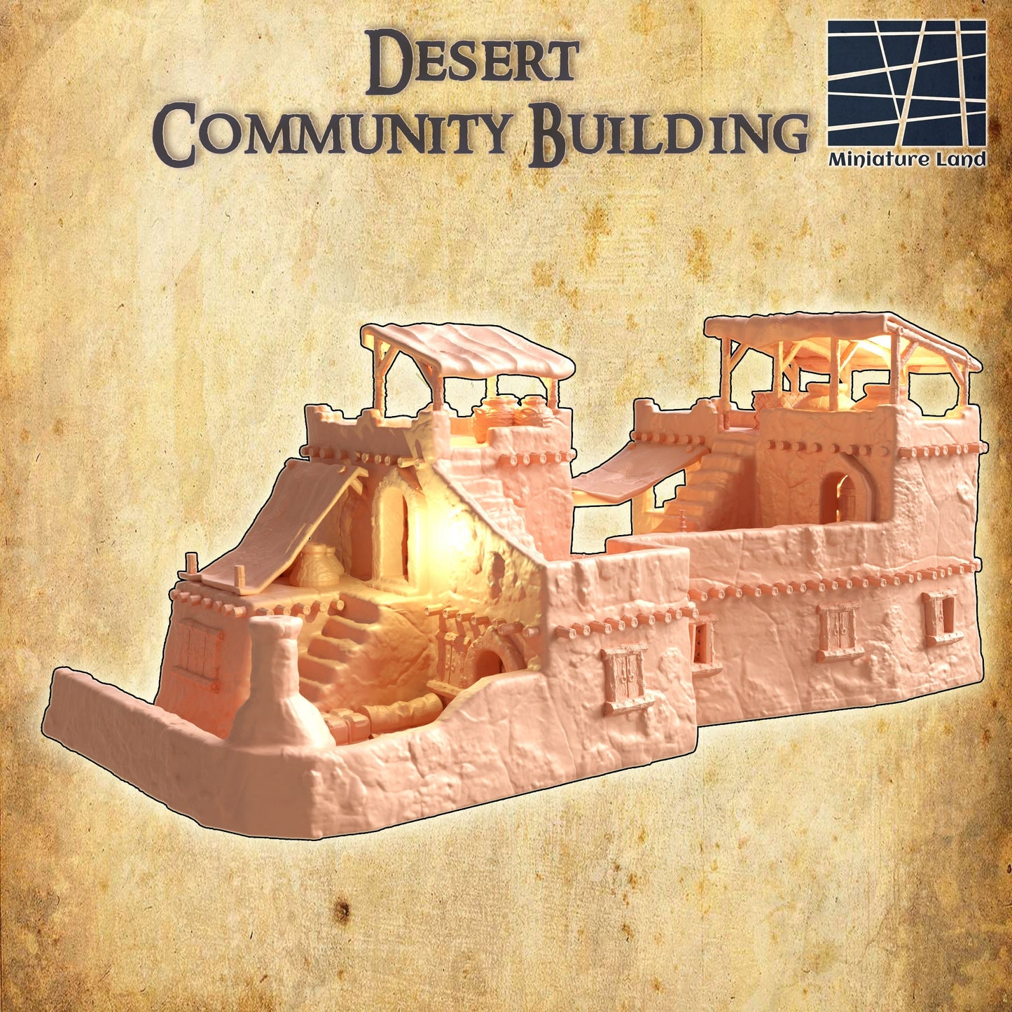 Desert Community Building | D&D TTRPG Playable 3D Printed Building | MiniatureLand