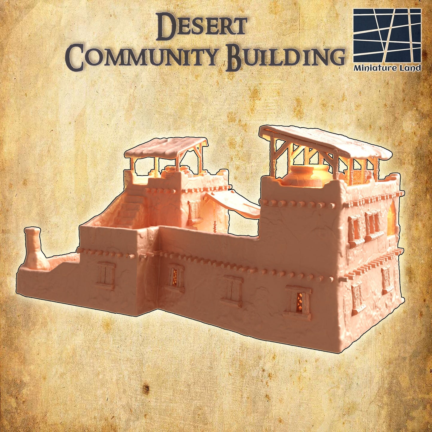 Desert Community Building | D&D TTRPG Playable 3D Printed Building | MiniatureLand