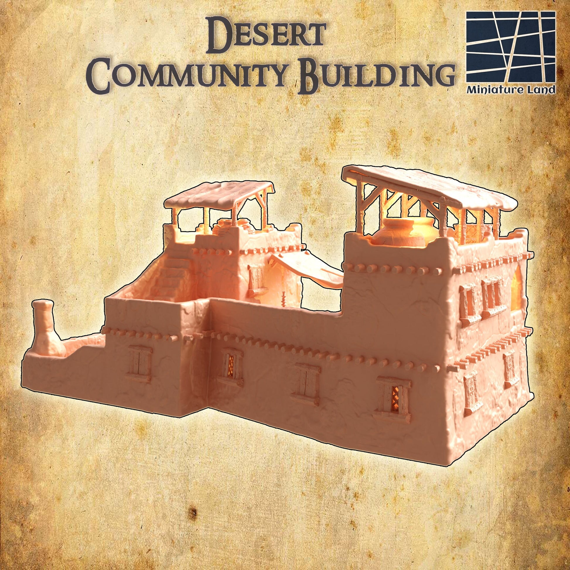 Desert Community Building | D&D TTRPG Playable 3D Printed Building | MiniatureLand