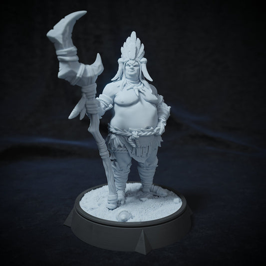 Chief Keanu, Village Chieftain | Tabletop or Display Scale | TTRPG D&D Miniature | Cripta Studios