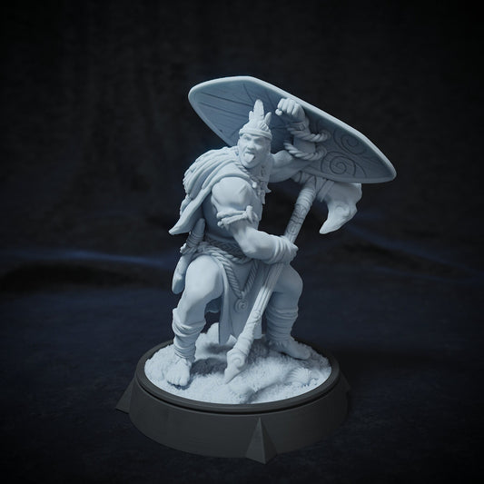 Koa the Champion, Village Warrior | Tabletop or Display Scale | TTRPG D&D Miniature | Cripta Studios