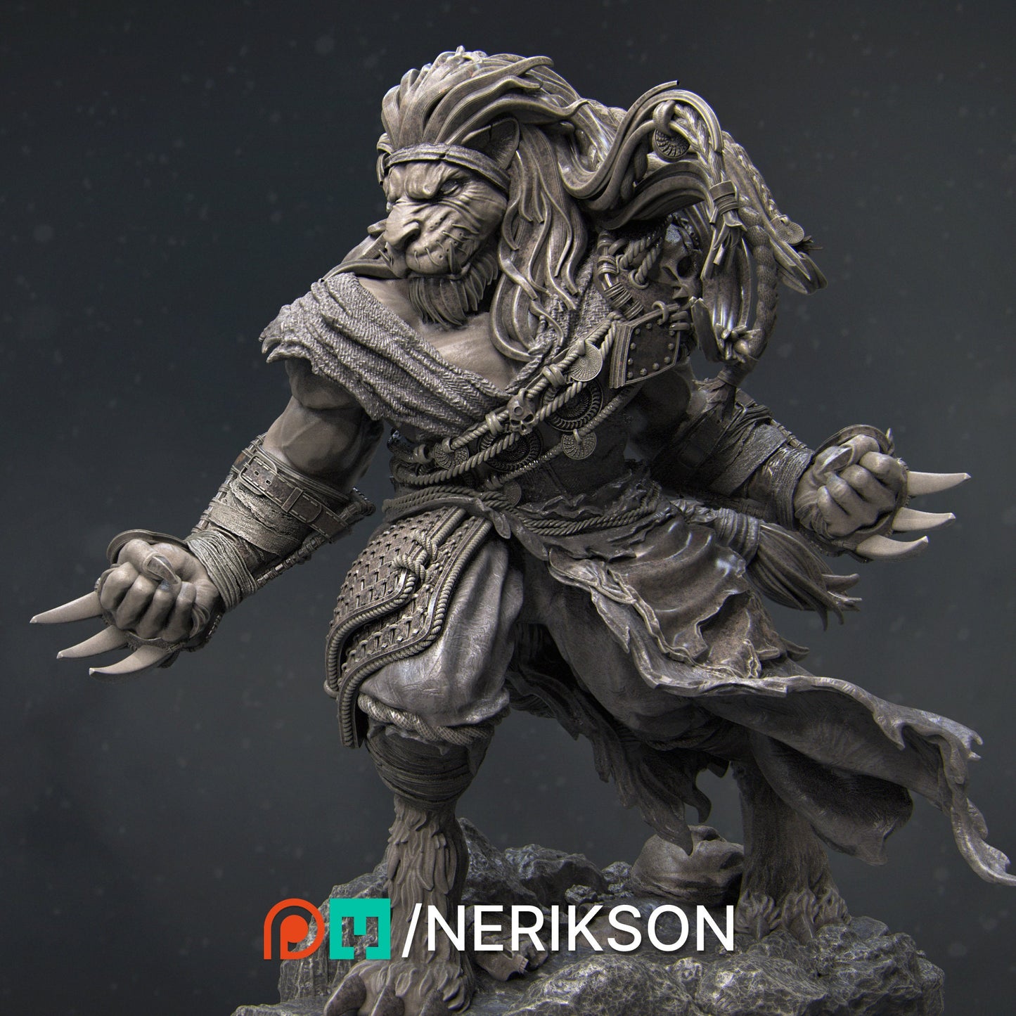 Azat, Way of the Long Death Monk | Garage Resin Kit Statue | D&D TTRPG Fantasy Miniature | Nerikson