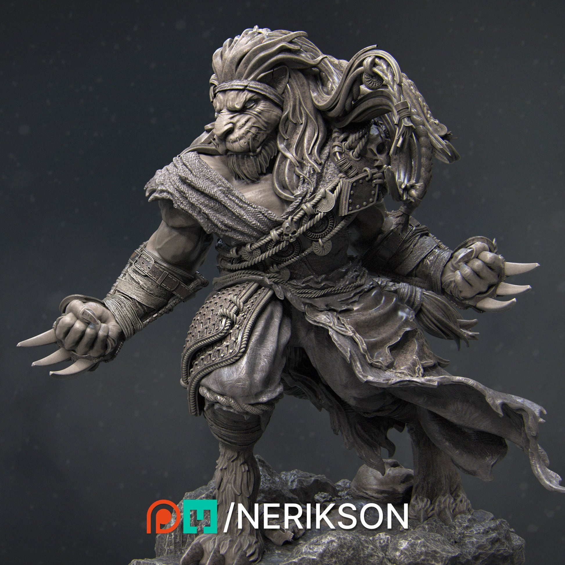 Azat, Way of the Long Death Monk | Garage Resin Kit Statue | D&D TTRPG Fantasy Miniature | Nerikson