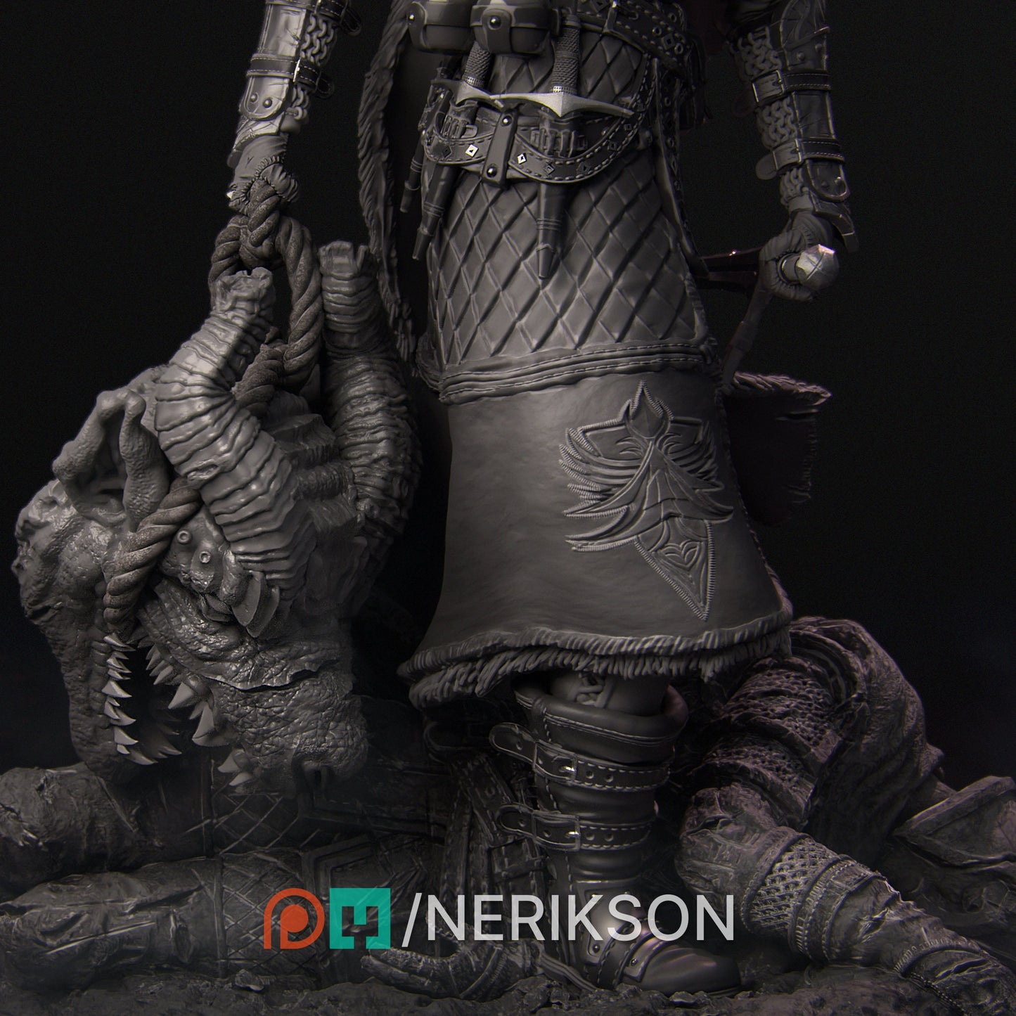 Kalia the Monster Hunter | Tabletop Gaming Mini or Display Figure | D&D TTRPG Fantasy Miniature | Nerikson