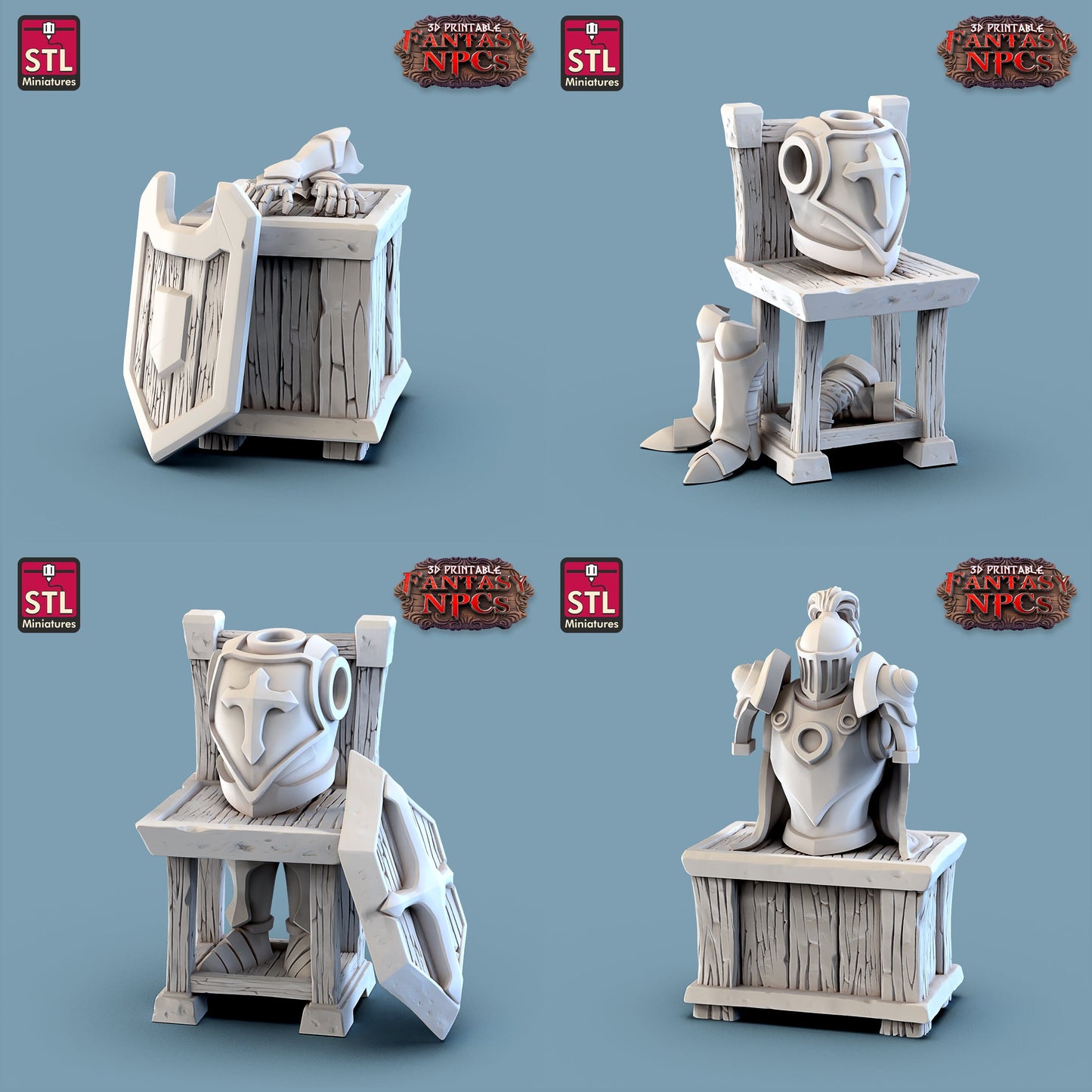 Armor Merchant Seller NPC Set | Tabletop Scale | D&D TTRPG Miniature | STL Miniatures