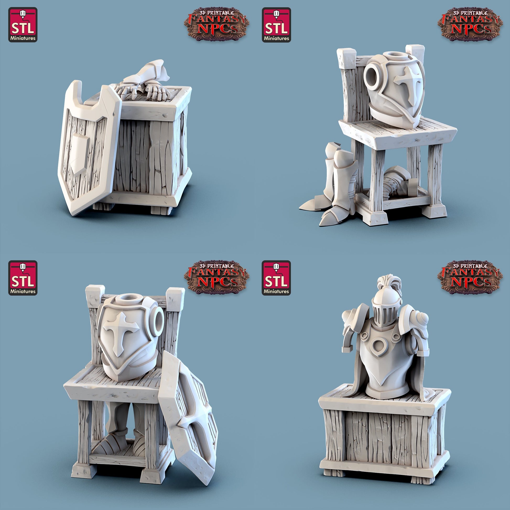 Armor Merchant Seller NPC Set | Tabletop Scale | D&D TTRPG Miniature | STL Miniatures
