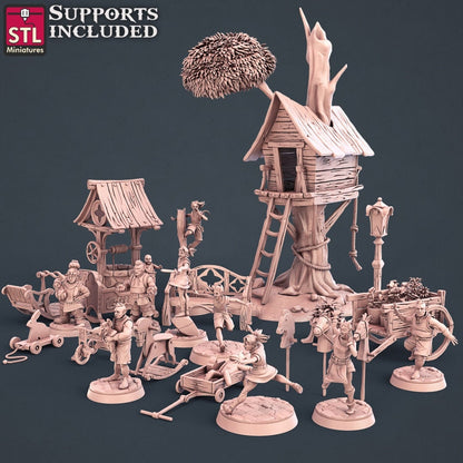 Townsfolk NPC Set 1 | Tabletop Scale | D&D TTRPG Miniature | STL Miniatures