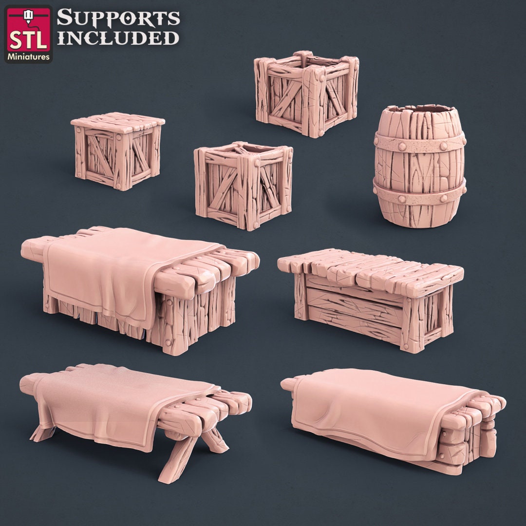 Blacksmith Weapon Store NPC Set | Tabletop Scale | D&D TTRPG Miniature | STL Miniatures