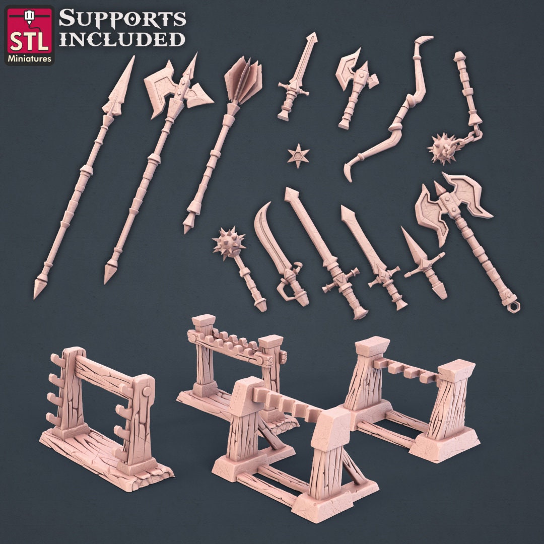 Blacksmith Weapon Store NPC Set | Tabletop Scale | D&D TTRPG Miniature | STL Miniatures