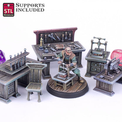 Bookbinder NPC Set | Tabletop Scale | D&D TTRPG Miniature | STL Miniatures