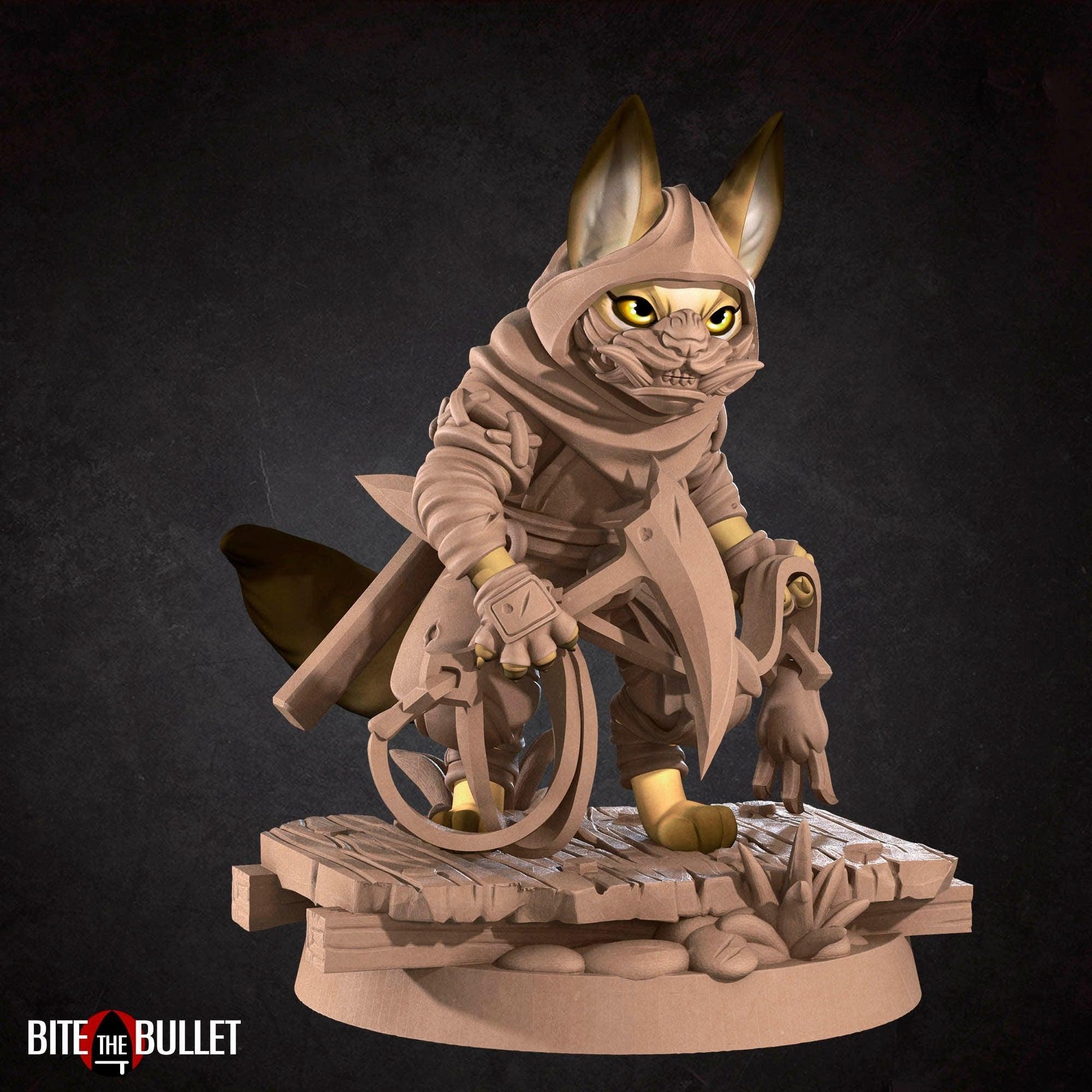 Cat Ninja | TABLETOP SCALE | TTRPG Miniature | Bite the Bullet | Unpainted, Unplated Resin 8k