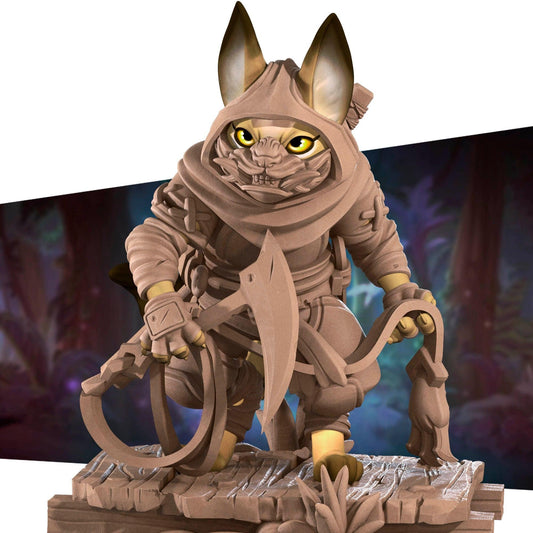 Cat Ninja | TABLETOP SCALE | TTRPG Miniature | Bite the Bullet | Unpainted, Unplated Resin 8k