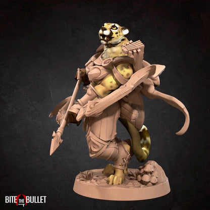 Tabaxi Battle Bard Archer | TABLETOP SCALE | TTRPG Miniature | Bite the Bullet | Unpainted, Unplated Resin 8k
